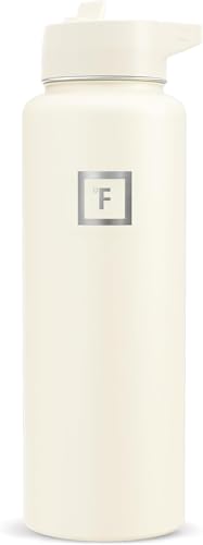 Image of IRON FLASK 40 oz Wide Mouth Water Bottle with Straw | Insulated Stainless Steel Sports Water Bottle with Leakproof Straw Lid - BPA Free, Cold 24 Hrs, Sweat Free (Cashmere Cream)