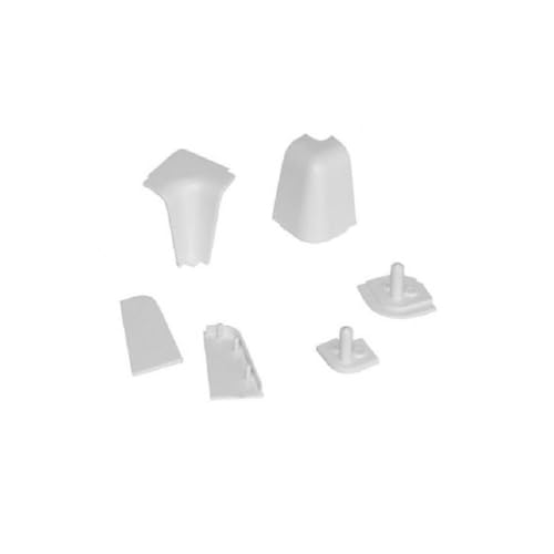 Kit Accessori Alzatina Classica in Plastica – Completo di Angoli Interni ed Esterni e Tappi per Cucina – Vari Colori Disponibili (Bianco)