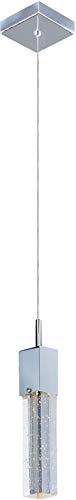 ET2 E22761-89PC Fizz III Rectangular Bubble Glass Cube Mini LED Pendant Ceiling Lighting, 1-Light 7.5 Watts, 12"H x 5"W, Polished Chrome