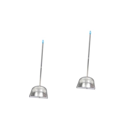 Healeved 2 Piezas Pala de Basura de Acero Inoxidable basurero Escoba de pie Fuerza Registro hogar Pararse Manejar Grifo recogedor de Oficina recogedor de Acero Inoxidable el plastico Silver