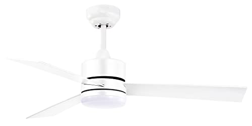 BEL AIR HOME - Ventilador de Techo Kilim - Motor DC Silencioso - Luz LED 20W 3 Temperaturas - 6 Velocidades - Mando a Distancia - Opción Reverse - Ideal Salón y Dormitorio, Blanco, Metal