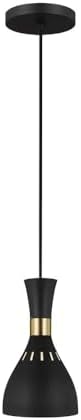 Generation Lighting-Ellen Collection-Joan-One Light Mini Pendant-6.25 Inch Wide by 11.25 Inch Tall-Midnight Black Finish