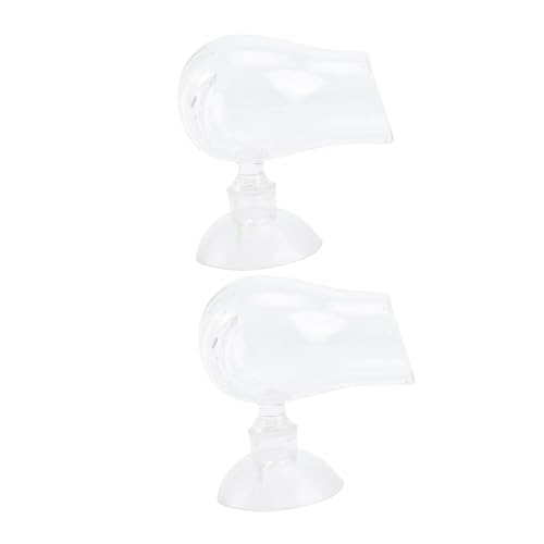 EXAOMBLE 2pcs Aquarium Fish Feeder Cup Glass Worm Feeder Tank Strong Suction for Fresh/Saltwater