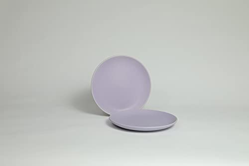 Image of Soft Serve Ceramic Stoneware Clay Matte Finish Dinner Plate, Set of 2, Purple, Small
