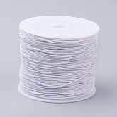 The Orange Emporium Elastic Cords, Stretchy String, for Bracelets Necklaces, Jewelry Making, White, 0.6mm, about 35m / roll