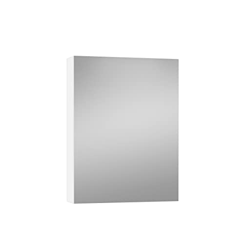 Baikal Mueble Camerino con Espejo, Armario Auxiliar de Baño Multiusos, Opción con o sin Luz LED. Mueble de Pared de fácil colocación. Armario MONTADO. Acabado Blanco. Camerino 60 cm