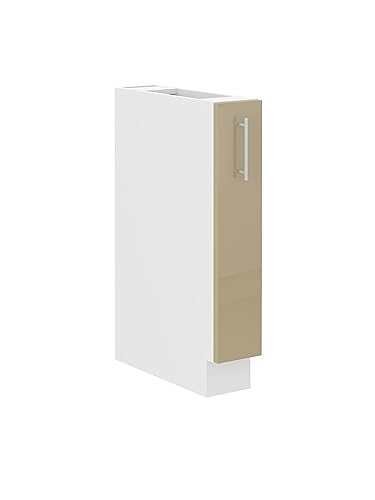 Küchen Preisbombe - Küche Lara Cappuccino Hochglanz Unterschrank 15 cm Schrankauszug Küchenschrank