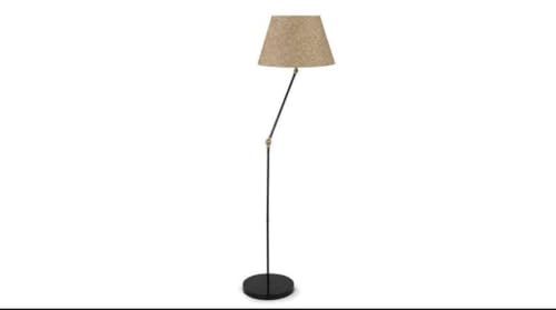 Akrobatik Mafsallı Retro Rustik Siyah Keten Başlık Köşe Lambası Lambader Çap:45 cm
