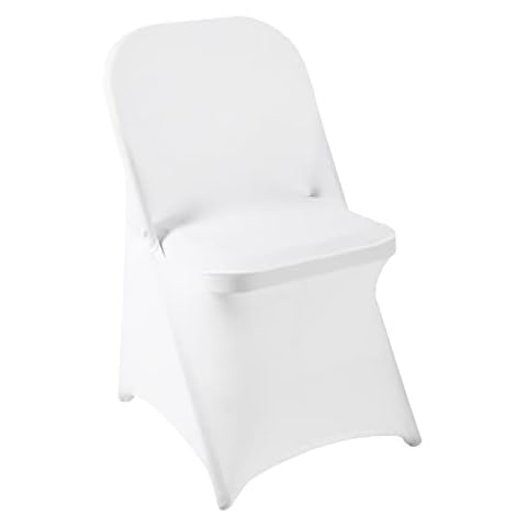 Howhic Folding Chair Covers for Party 12pcs, White Universal Spandex Chair Covers for Folding Chairs, Stretchy Fitted Chair Covers for Wedding, Party, Banquet, Conference (12pcs, White) Cover