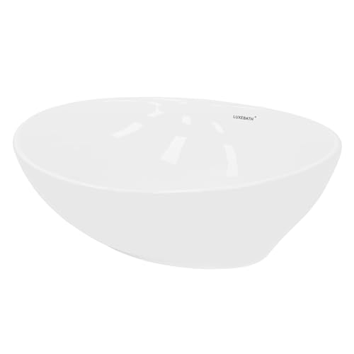 ECD Germany Lavabo da Appoggio in Ceramica Bianco Lucido Ovale ca. 410 x 330 x 142 mm Design Moderno...