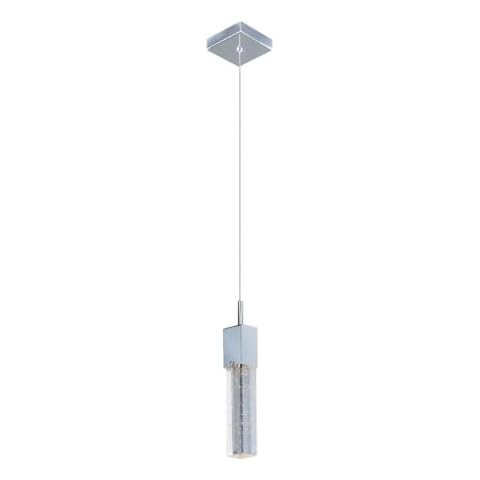 ET2 E22761-89PC Fizz III Rectangular Bubble Glass Cube Mini LED Pendant Ceiling Lighting, 1-Light 7.5 Watts, 12"H x 5"W, Polished Chrome Cover