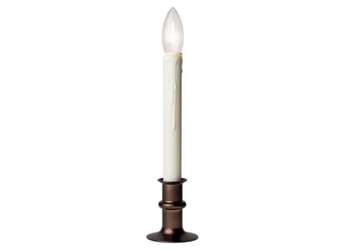 Image of Battery Operated LED Window Candles with Streetside Brightness Dual LED Bulb with Daily Timer and Adjustable Height (Bronze)