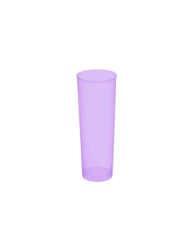 TELEVASO - 50 unidades - Vaso Tubo 300 ml Reutilizable Ligero - Polipropileno (PP) - Color morado - Vaso ecológico Libre de BPA, Ideal para cerveza, cubatas, agua
