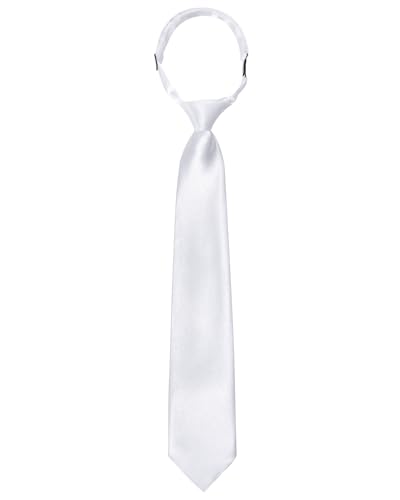 Kajeer Ties for Kids Boys Necktie Adjustable - Woven Little Boys Pre-tied for Kids Formal Wedding Graduation School Uniforms (White S (age 6 month - 5 years))