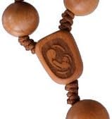 Sine Cera Light Jujube Wood 5 Decade Catholic Rosary, Double-sided Laser Engraved Centerpiece with Smooth 10/12mm Beads - Image 3
