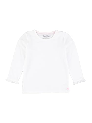 RuffleButts White Knit Long Sleeve Ruffle Layering Tee - 2T