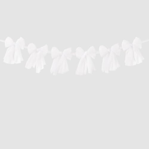 Image of MLMC White Bow Garland Banner Handmade Cheesecloth Bow Wreath Party Hanging Decorations for Baby Shower Birthday Wedding Bridal Shower Party Decor