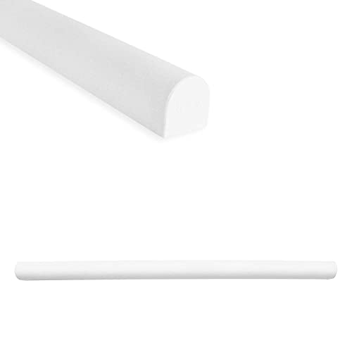 Questech Soho Bullnose Tile Trim, 3/4 x 12 inch Tile Edge Decorative Liner, Matte Bright White, 12 Pack