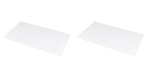 Image of Amazon Basics Non-Slip Cotton Bath Mat, 100% Cotton Absorbent, Machine Washable, 31 inch L x 20 inch W, Bright White (Pack of 2)