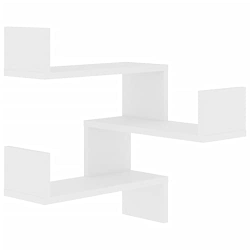 Skm Wall Corner Shelves 2 Pcs White 15.7"X15.7"X19.7" Chipboard #TOP4