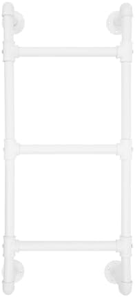 3-Step Wall-Mounted Metal Ladder for Indoor/Outdoor Use, Ideal for RV, Loft, Bunk Bed, Attic, Basement; Heavy-Duty, 330.7lb Load Capacity, Compact Design, White Finish, H39.4 W17.7 D6.5