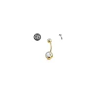 AceFun Piercing Bauchnabelpiercing Titan 14G Belly Bar 10mm massivem Titan Gold nabelpiercing Bauchnabelschmuck mit kurzen Cubic Zirkonia Bauchnabel piercings für Frauen