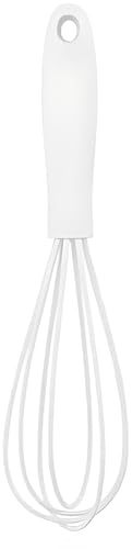 Mini Silicone Whisk Set - Egg Beater and Blender for Baking and Cooking, 6.7 Inch Compact Design with Ergonomic Handle, Dishwasher Kitchen Utensils (White)​