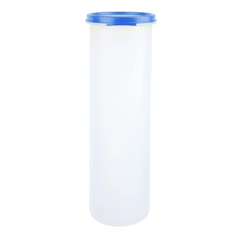 Image of SIMPARTE Smart Slim Storage Air-Tight & Leak Resistant Plastic Round Modular Container For Pasta, Juice, Snack, Cookie, Wafer, Flax Seed, Stackable, BPA Free, Safe (1100ML, Light Blue, Set of 2)