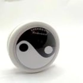 Ioiô Profissional Yin Yang Eixo Fixo Madeira 5,5cm + 3 Cordas (branco)