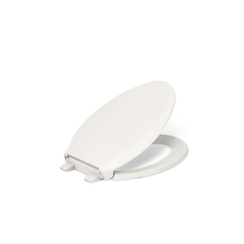 KOHLER K-7315-96 Cachet Quick-Release Elongated Toilet Seat, Quick Attach Hardware, Easy to Clean, Color-Matched Plastic Hinges, Biscuit by Kohler - Used condition - US$34.72