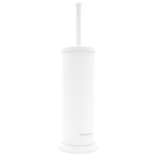 Brosse WC BROOKSTONE blanche avec support fermé anti-odeur et éclaboussure