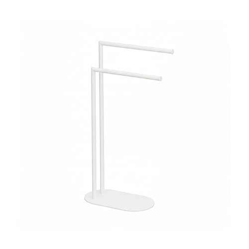 Toallero de pie Relaxdays en metal blanco con dos barras ajustables 8
