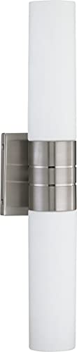 Image of Nuvo 62 /2936 Link Lighting Fixture, 2Lt LED Vertical Tube Wall Sconce, White Glass Brushed Nickel Finish