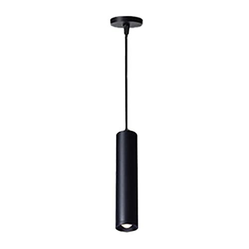 Lustre cylindre LED 7W noir RAGGZZ et suspension tube minimaliste 50cm