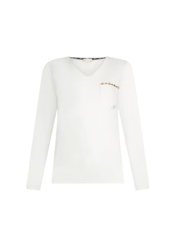 T-shirt Liu Jo manches longues col en V strass TF5170 noir