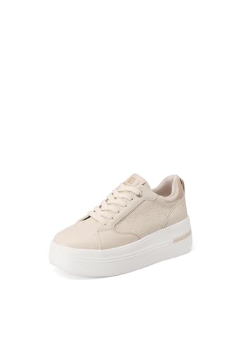 QUEEN HELENA Zapatillas de deporte de plataforma altas cómodas casuales para mujer X33 7, beige, 37 EU
