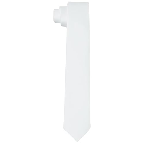 DonDon Cravates pour hommes, faites à la main, look soie 6 cm - Blanc
