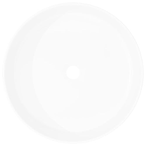 vidaXL Waschbecken Rund Keramik Weiß 40x15cm Waschschale Aufsatzwaschbecken