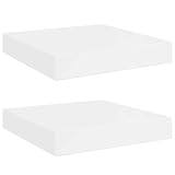 vidaXL High Gloss White Floating Wall Shelves 2 pcs - 9.1'x9.3'x1.5' - Modern Decorative Invisible Mounted Honeycomb MDF Storage Shelves for Book Display, Home Decoration, Easy Assembly