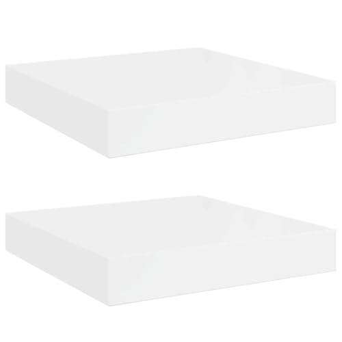 vidaXL 2X Etagères Murales Flottantes Etagères Suspendues Supports Muraux Bibliothèque Salle de Séjour Intérieur Blanc Brillant 23x23,5x3,8 cm MDF