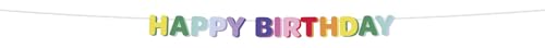 Folat 27777 Decoración de cumpleaños y fiestas coloridas - Guirnalda de Letras - 'HAPPY BIRTHDAY' - Stripetastic - 1.7 m - Artículos de fiesta para niños y adultos