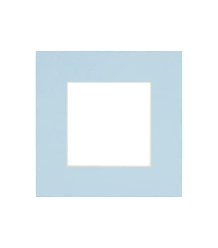 14x14 Mat Bevel Cut for 10x10 Photos - Precut Baby Blue Square Shaped Photo Mat Board Opening - Acid Free Matte to Protect Your Pictures - Bevel Cut for Family Photos, Pack of 1 Matboard Show Kit With