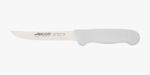 Arcos Cuchillo deshuesador con Hoja Acero Inoxidable Nitrum 160 mm. Cuchillo carnicero profesional para cortar huesos carne. Mango ergonómico polipropileno. Serie 2900. Color blanco.