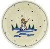 Polmedia Polish Pottery Pie Dish - Winter Snowman Pattern Handmade in Boleslawiec Poland + Certificate of Authenticity