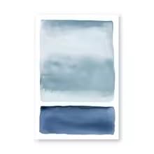 DIHANSM Abstraktes Aquarellgemälde in Blau, Indigo-Wandbilder, Küsten-Leinwandkunst (30 x 40 cm x 2 Stück/Galerie-Rahmen)
