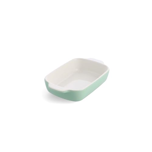KitchenAid Stoneware Plat à Four Rectangulaire Antiadhésif en Céramique avec Couvercle en Bambou, 20 cm/0,9L, sans PFAS, Gain de Place, Va au four jusqu'à 260°C, Va au Lave-Vaisselle, Pistache