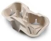 180 pieces Eco-Pulp 2-Cup Beverage Holders, Recycled Paper Pulp Material, Gray, Disposable Drink Carrier for Hot and Cold Beverages