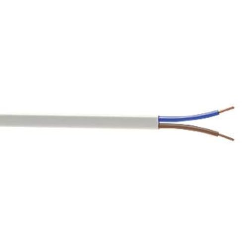 2 Core Round White Flex Flexible Cable 0.75 MM - 3 metre Cut Length
