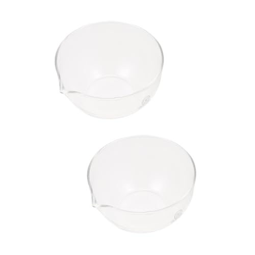 NAMOARLY 2pcs Evaporation Dish Flat Lab Basin Round Evaporating Dish Glass Container Spout