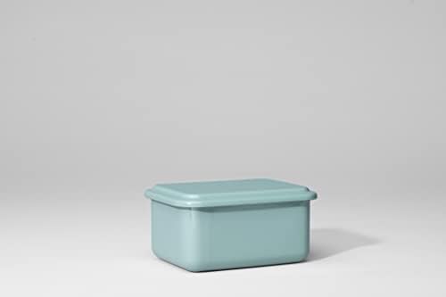 Riess, 0412-126, Shopping Container with Lid, 15 x 11 x 7 cm, Enamel, Serve + Blind Design, Living Room Green, Weight 0.45 kg, LBH: 15.7 x 11.8 x 7 cm